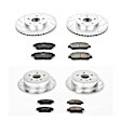 4-Wheel Set Power Stop&reg; K5476 Front and Rear Z23 Daily Carbon-Fiber Ceramic Brake Pad and Drilled & Slotted Rotor Kit