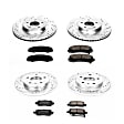 4-Wheel Set Power Stop&reg; K5514 Front and Rear Z23 Daily Carbon-Fiber Ceramic Brake Pad and Drilled & Slotted Rotor Kit