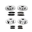 4-Wheel Set Power Stop&reg; K5520 Front and Rear Z23 Daily Carbon-Fiber Ceramic Brake Pad and Drilled & Slotted Rotor Kit