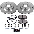 K5522-26 Front Brake Disc and Pad Kit, Silver zinc-plated, Cross-drilled and Slotted, 5 Lugs, 296 mm, Carbon Fiber Ceramic, Z26 Street Warrior Carbon-Fiber Ceramic Series