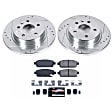 K5544 Rear Brake Disc and Pad Kit, Silver zinc-plated, Cross-drilled and Slotted, 5 Lugs, 268 mm, Carbon Fiber Ceramic, Z23 Evolution Sport Series
