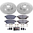 K5545 Front Brake Disc and Pad Kit, Silver zinc-plated, Cross-drilled and Slotted, 6 Lugs, 345 mm, Carbon Fiber Ceramic, Z23 Evolution Sport Series