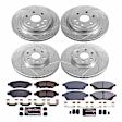 4-Wheel Set Power Stop&reg; K5546 Front and Rear Z23 Daily Carbon-Fiber Ceramic Brake Pad and Drilled & Slotted Rotor Kit