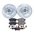 K5550 Front Brake Disc and Pad Kit, Silver zinc-plated, Cross-drilled and Slotted, 5 Lugs, 276 mm, Carbon Fiber Ceramic, Z23 Evolution Sport Series
