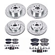 4-Wheel Set Power Stop&reg; K5551 Front and Rear Z23 Daily Carbon-Fiber Ceramic Brake Pad and Drilled & Slotted Rotor Kit