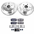 K5558 Rear Brake Disc and Pad Kit, Silver zinc-plated, Cross-drilled and Slotted, 5 Lugs, 303 mm, Carbon Fiber Ceramic, Z23 Evolution Sport Series
