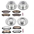 4-Wheel Set Power Stop&reg; K5573-36 Front and Rear Z36 Truck Carbon-Fiber Ceramic Brake Pad and Drilled & Slotted Rotor Kit