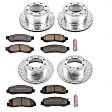 4-Wheel Set Power Stop&reg; K5575-36 Front and Rear Z36 Truck Carbon-Fiber Ceramic Brake Pad and Drilled & Slotted Rotor Kit