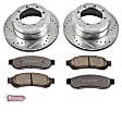 K5579-36 Rear Brake Disc and Pad Kit, Silver zinc-plated, Cross-drilled and Slotted, 8 Lugs, 340.11 mm, Carbon Fiber Ceramic, Z36 Extreme Truck And Tow