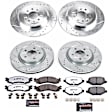 4-Wheel Set Power Stop&reg; K5582-36 Front and Rear Z36 Truck Carbon-Fiber Ceramic Brake Pad and Drilled & Slotted Rotor Kit