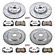 4-Wheel Set Power Stop&reg; K5603-26 Front and Rear Z26 Muscle Carbon-Fiber Ceramic Brake Pad and Drilled & Slotted Rotor Kit