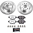 K5667-26 Rear Brake Disc and Pad Kit, Silver zinc-plated, Cross-drilled and Slotted, 5 Lugs, 272 mm, Carbon Fiber Ceramic, Z26 Street Warrior Carbon-Fiber Ceramic Series