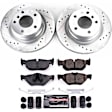 K5687 Rear Brake Disc and Pad Kit, Silver zinc-plated, Cross-drilled and Slotted, 5 Lugs, 300 mm, Carbon Fiber Ceramic, Z23 Evolution Sport Series