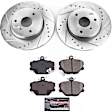K5695 Front Brake Disc and Pad Kit, Cross-drilled and Slotted 3 Lugs 279.7 mm Carbon Fiber Ceramic Z23 Evolution Sport Series