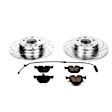 K5711 Rear Brake Disc and Pad Kit, Silver zinc-plated, Cross-drilled and Slotted, 5 Lugs, 324 mm, Carbon Fiber Ceramic, Z23 Evolution Sport Series