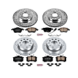 4-Wheel Set Power Stop&reg; K5749 Front and Rear Z23 Daily Carbon-Fiber Ceramic Brake Pad and Drilled & Slotted Rotor Kit