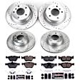 4-Wheel Set Power Stop&reg; K5766 Front and Rear Z23 Daily Carbon-Fiber Ceramic Brake Pad and Drilled & Slotted Rotor Kit