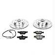 K5767 Front Brake Disc and Pad Kit, Silver zinc-plated, Cross-drilled and Slotted, 5 Lugs, 330 mm, Carbon Fiber Ceramic, Z23 Evolution Sport Series