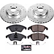K5792 Front Brake Disc and Pad Kit, Silver zinc-plated, Cross-drilled and Slotted, 5 Lugs, 322.4 mm, Carbon Fiber Ceramic, Z23 Evolution Sport Series