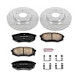 K5806 Front Brake Disc and Pad Kit, Silver zinc-plated, Cross-drilled and Slotted, 5 Lugs, 279.7 mm, Carbon Fiber Ceramic, FWD, Z23 Evolution Sport Series