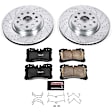 K5824 Front Brake Disc and Pad Kit, Cross-drilled and Slotted, 5 Lugs, 334.26 mm, Carbon Fiber Ceramic, RWD, Z23 Evolution Sport Series