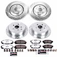4-Wheel Set Power Stop&reg; K5828-36 Front and Rear Z36 Truck Carbon-Fiber Ceramic Brake Pad and Drilled & Slotted Rotor Kit