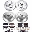 4-Wheel Set Power Stop&reg; K5830 Front and Rear Z23 Daily Carbon-Fiber Ceramic Brake Pad and Drilled & Slotted Rotor Kit