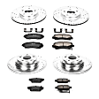 4-Wheel Set Power Stop&reg; K5856 Front and Rear Z23 Daily Carbon-Fiber Ceramic Brake Pad and Drilled & Slotted Rotor Kit
