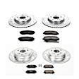 4-Wheel Set Power Stop&reg; K5858 Front and Rear Z23 Daily Carbon-Fiber Ceramic Brake Pad and Drilled & Slotted Rotor Kit
