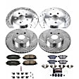 4-Wheel Set Power Stop&reg; K5871 Front and Rear Z23 Daily Carbon-Fiber Ceramic Brake Pad and Drilled & Slotted Rotor Kit