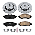 K5893 Front Brake Disc and Pad Kit, Silver zinc-plated, Cross-drilled and Slotted, 4 Lugs, 256 mm, Carbon Fiber Ceramic, Z23 Evolution Sport Series
