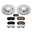 2011 Kia Soul - Front Brake Disc and Pad Kit, Silver zinc-plated, Cross-drilled and Slotted, 5 Lugs, 280 mm, Carbon Fiber Ceramic, 2.0L 4Cyl, Z23 Evolution Sport Series
