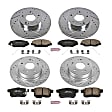 4-Wheel Set Power Stop&reg; K5934 Front and Rear Z23 Daily Carbon-Fiber Ceramic Brake Pad and Drilled & Slotted Rotor Kit