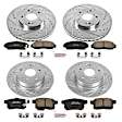 4-Wheel Set Power Stop&reg; K5935 Front and Rear Z23 Daily Carbon-Fiber Ceramic Brake Pad and Drilled & Slotted Rotor Kit