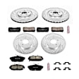 4-Wheel Set Power Stop&reg; K5942 Front and Rear Z23 Daily Carbon-Fiber Ceramic Brake Pad and Drilled & Slotted Rotor Kit
