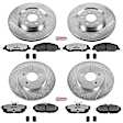 4-Wheel Set Power Stop&reg; K5943-26 Front and Rear Z26 Muscle Carbon-Fiber Ceramic Brake Pad and Drilled & Slotted Rotor Kit