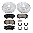 K5948 Front Brake Disc and Pad Kit, Silver zinc-plated, Cross-drilled and Slotted, 5 Lugs, 345 mm, Carbon Fiber Ceramic, Z23 Evolution Sport Series