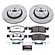 2018 Dodge Durango - Front Brake Disc and Pad Kit, Cross-drilled and Slotted, 5 Lugs, 350 mm, Carbon Fiber Ceramic, Front Caliper Bracket Casting # 0317, 3.6L 6Cyl, Z36 Extreme Truck And Tow