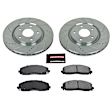 2017 Dodge Journey - Front Brake Disc and Pad Kit, Silver zinc-plated, Cross-drilled and Slotted, 5 Lugs, 330 mm, Carbon Fiber Ceramic, 3.6L 6Cyl, Z23 Evolution Sport Series