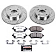 K5969-26 Front Brake Disc and Pad Kit, Silver zinc-plated, Cross-drilled and Slotted, 4 Lugs, 258 mm, Carbon Fiber Ceramic, Z26 Street Warrior Carbon-Fiber Ceramic Series