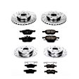 2016 Ford Focus - Front and Rear Brake Disc and Pad Kit, Silver zinc-plated, Cross-drilled and Slotted, 5 Lugs, 271 mm, Carbon Fiber Ceramic, Z23 Evolution Sport Series