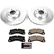 K6042 Front Brake Disc and Pad Kit, Silver zinc-plated, Cross-drilled and Slotted, 5 Lugs, 360 mm, Carbon Fiber Ceramic, Z23 Evolution Sport Series
