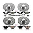 4-Wheel Set Power Stop&reg; K6057 Front and Rear Z23 Daily Carbon-Fiber Ceramic Brake Pad and Drilled & Slotted Rotor Kit