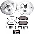 K6082-26 Front Brake Disc and Pad Kit, Silver zinc-plated, Cross-drilled and Slotted, 5 Lugs, 292 mm, Carbon Fiber Ceramic, Z26 Street Warrior Carbon-Fiber Ceramic Series