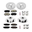 4-Wheel Set Power Stop&reg; K6083 Front and Rear Z23 Daily Carbon-Fiber Ceramic Brake Pad and Drilled & Slotted Rotor Kit