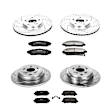 4-Wheel Set Power Stop&reg; K6084 Front and Rear Z23 Daily Carbon-Fiber Ceramic Brake Pad and Drilled & Slotted Rotor Kit