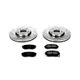 K6087 Front Brake Disc and Pad Kit, Silver zinc-plated, Cross-drilled and Slotted, 5 Lugs, 300 mm, Carbon Fiber Ceramic, Z23 Evolution Sport Series
