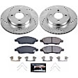 K6096 Front Brake Disc and Pad Kit, Silver zinc-plated, Cross-drilled and Slotted, 4 Lugs, 260 mm, Carbon Fiber Ceramic, Z23 Evolution Sport Series