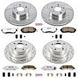 4-Wheel Set Power Stop&reg; K6109-26 Front and Rear Z26 Muscle Carbon-Fiber Ceramic Brake Pad and Drilled & Slotted Rotor Kit