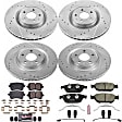 4-Wheel Set Power Stop&reg; K6130 Front and Rear Z23 Daily Carbon-Fiber Ceramic Brake Pad and Drilled & Slotted Rotor Kit